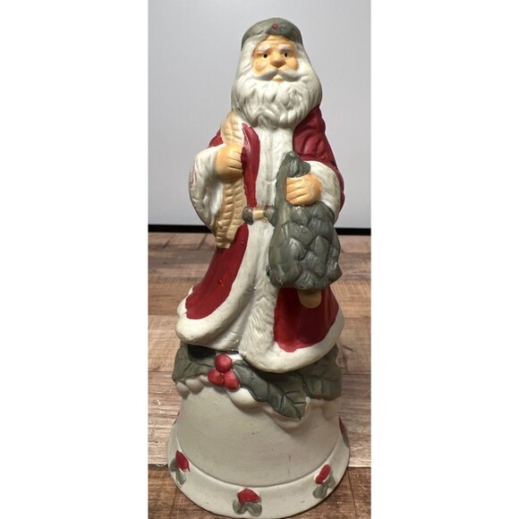 Santa Claus Ceramic Bell Hand-Painted Vintage Christmas Decoration - Picture 2 of 4